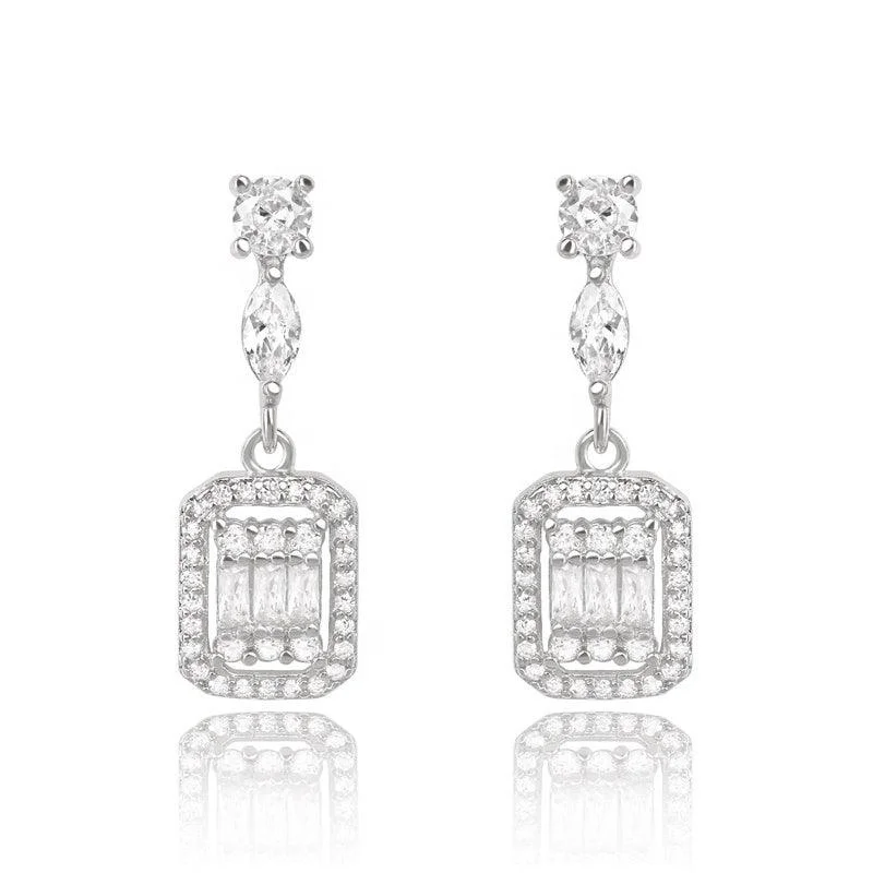 Women’s bar earrings-Cubic Zirconia Drop Earrings