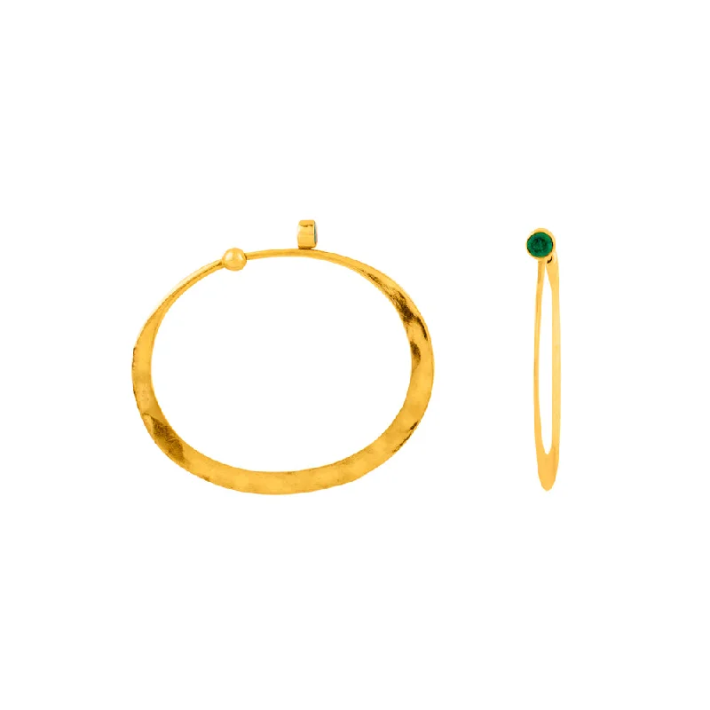 Women’s designer earrings-Illusion Hoops in Emerald & Gold - Large