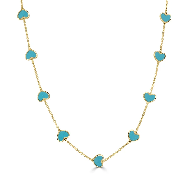 Women’s infinity love necklaces-14k Gold & Turquoise Heart Necklace