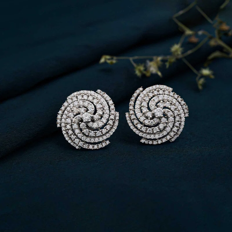 Women’s asymmetric earrings-Silver Spiral Stud Earrings