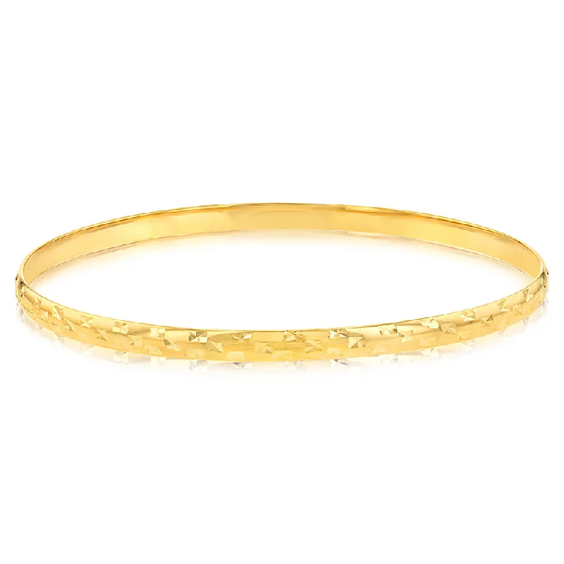 Women’s wide bangles-9ct Yellow Gold Diamond Cut 3.8mm Bangle