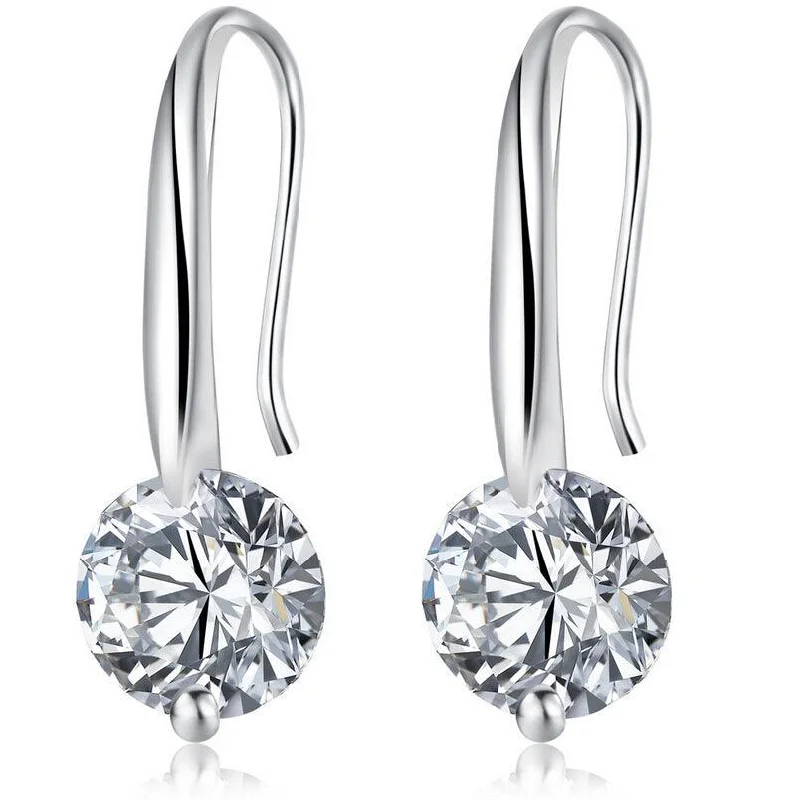 Women’s oval earrings-Crystal Dangle Earrings with 1.5 Carat Cubic Zirconia Stone