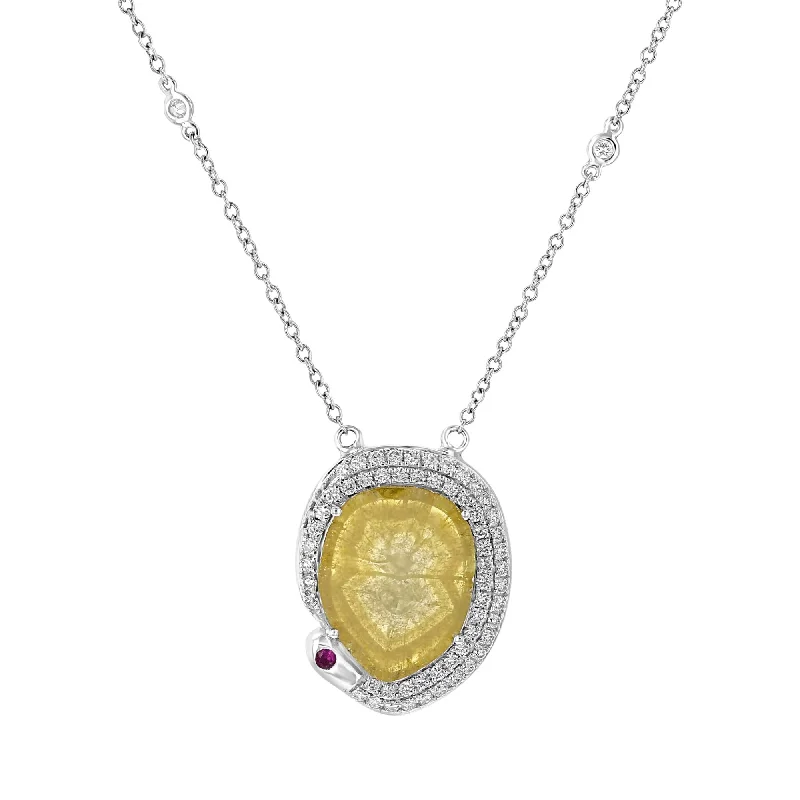 Women’s infinity love necklaces-JULEVE 1.91 CT YELLOW DIAMOND & LEFT RUBY SLICE HALO NECKLACE