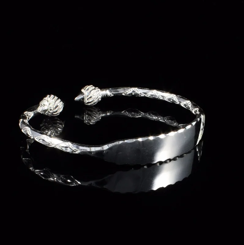 Women’s silver chain bracelets-Heavy Taj Mahal Bangle with Diamante Pattern