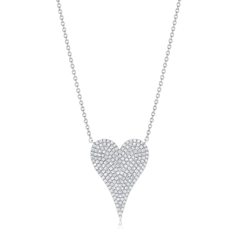 Women’s minimalist necklaces-14k Gold & Diamond Heart Necklace