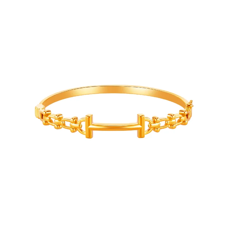 Women’s engraved bangles-916 Gold H-Bar Bangle