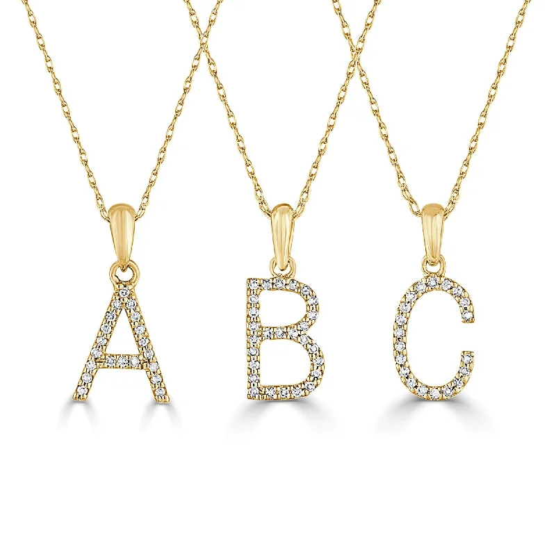 Women’s gold pendant necklaces-14k Yellow Gold & Diamond Initial Necklace