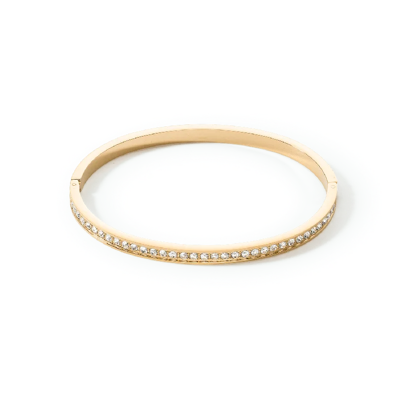 Women’s minimalist bangles-Gold Stainless Steel & Crystal Bangle