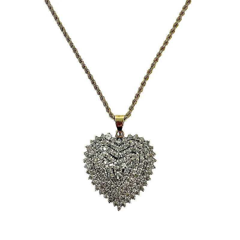 Women’s birthstone necklaces-14K Twisted Chain Necklace with Large Diamond Heart Pendant