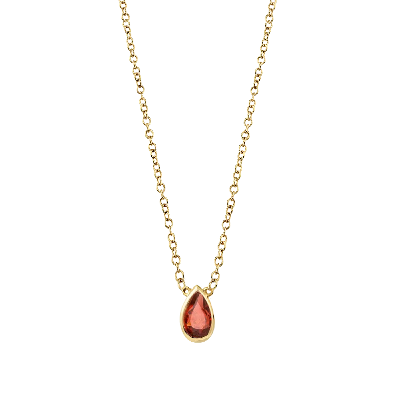 Women’s statement necklaces-Teardrop Necklace - Garnet / 14k Yellow Gold