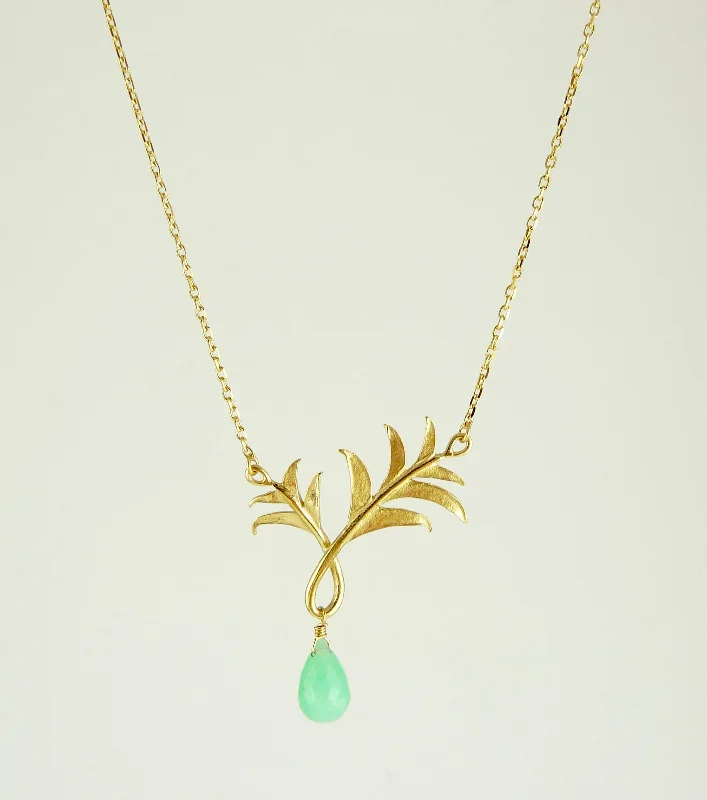 Women’s butterfly necklaces-Paloma Palm Tree Necklace with Chrysoprase