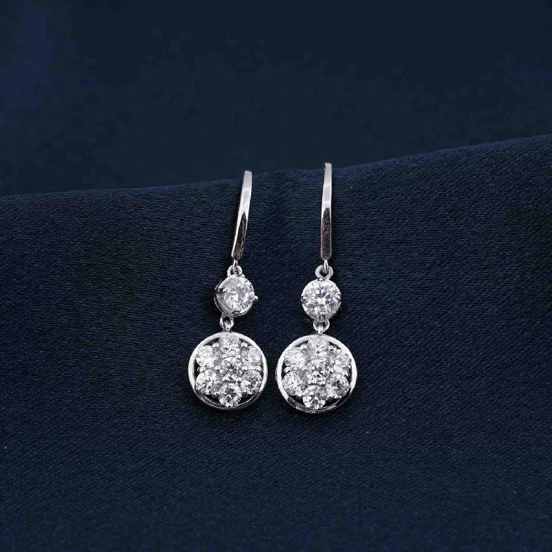 Women’s art deco earrings-Silver Zircon Drizzle Drop Earrings