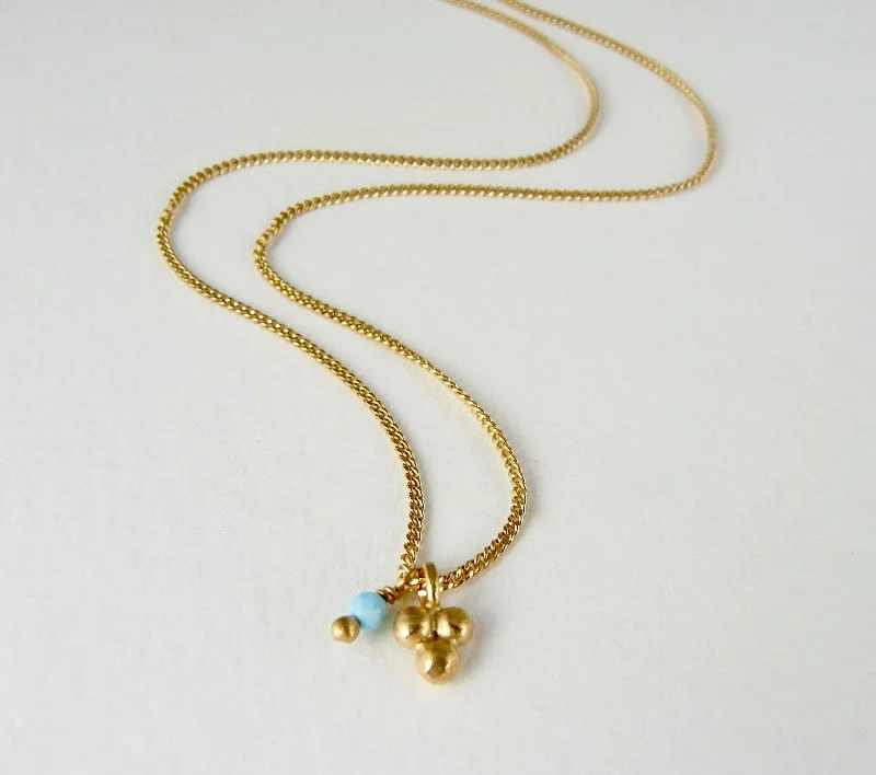 Women’s layered gold necklaces-Delicate Triple Granulation Necklace with Turquoise