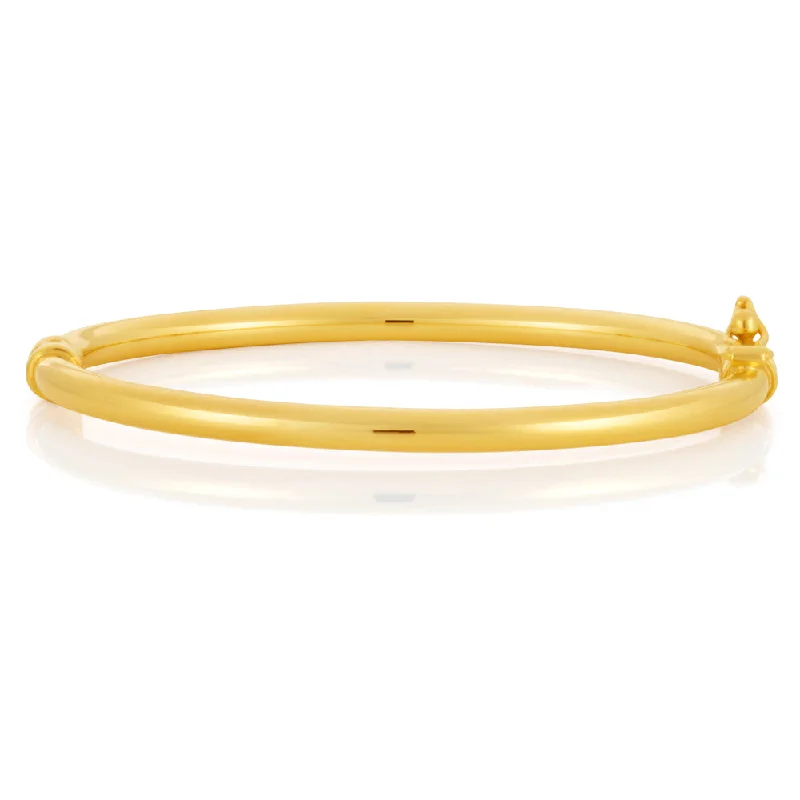 Women’s custom engraved bangles-9ct Yellow Gold 3mm Hinged Polished Baby Bangle