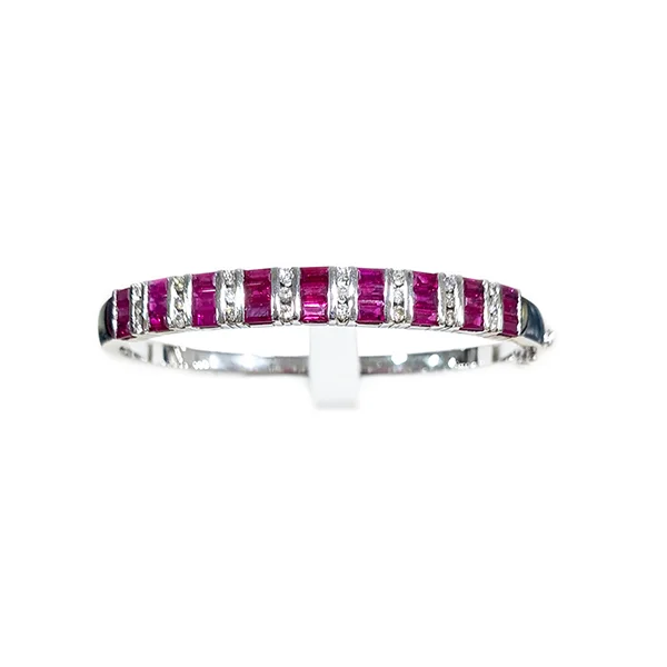 Women’s luxury bangles-14k White Gold Ruby Bangle