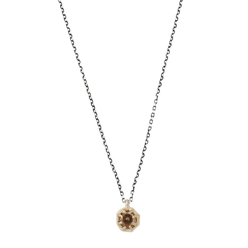 Women’s silver heart necklaces-Small Champagne Quartz Octagon Necklace