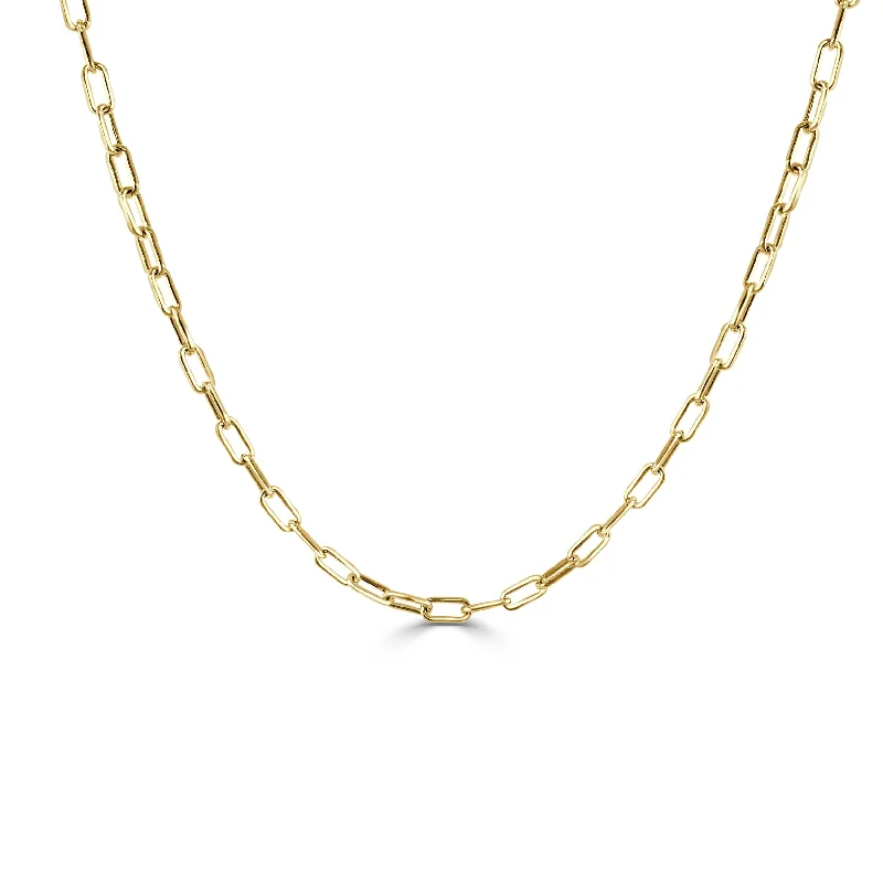 Women’s silver heart necklaces-14k Gold Paperclip Link Necklace - XX-Small