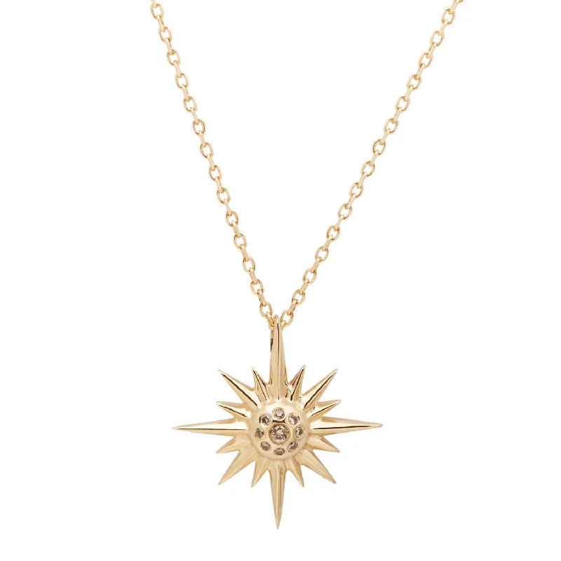 Women’s floral pendant necklaces-Supernova Star & Diamonds Necklace