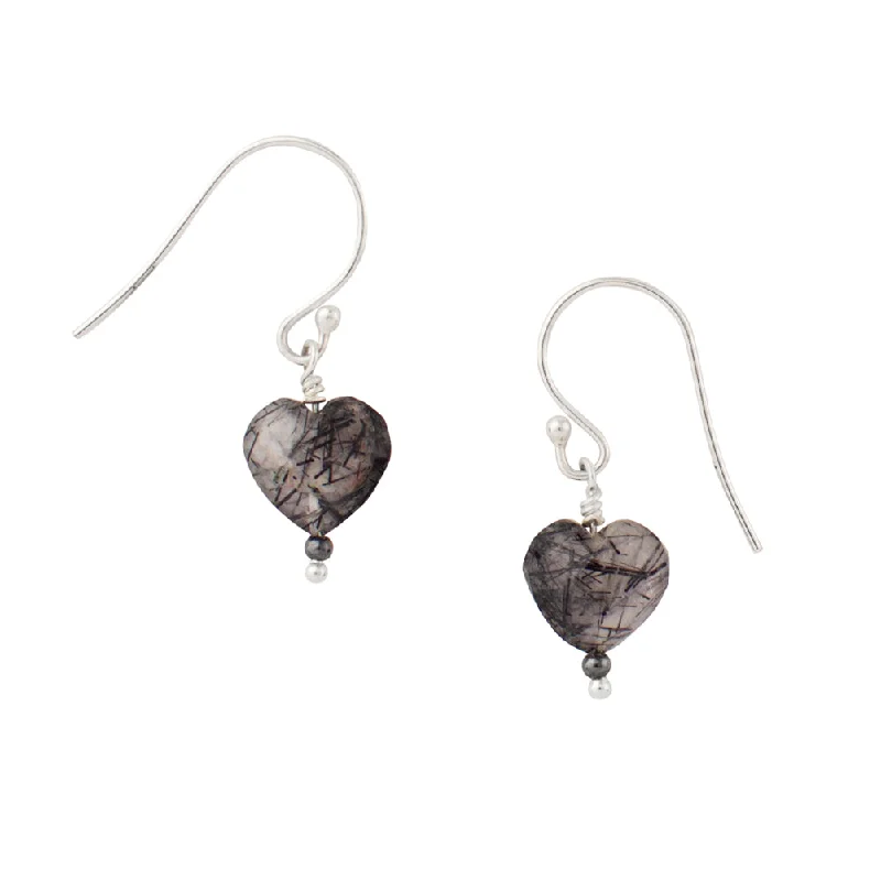 Women’s vintage earrings-You've Got Heart Earrings in Rutilated Quartz