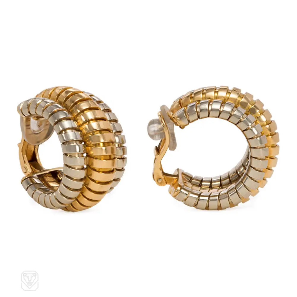 Women’s minimalist earrings-Tubogas hoop earrings, Bulgari