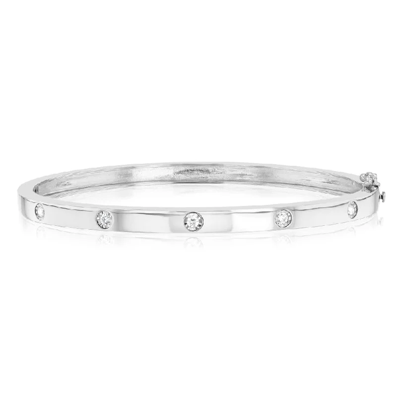 Women’s pearl bangles-Luminesce Lab Grown 0.15 Carat Diamond Bangle in Sterling Silver