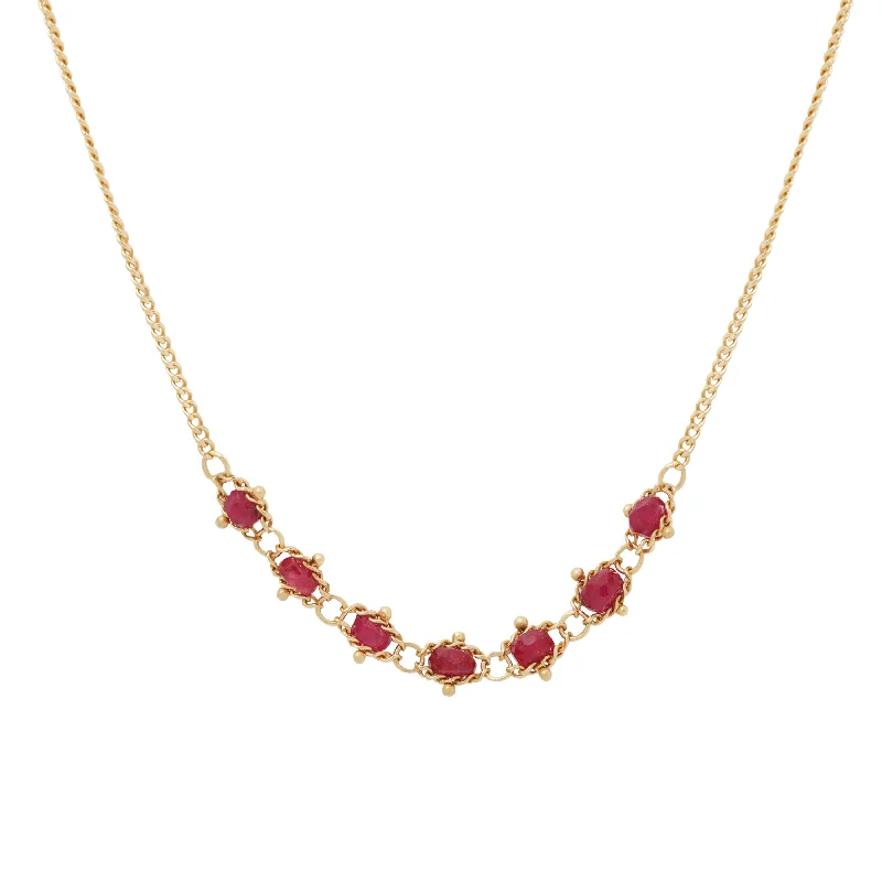 Women’s diamond pendant necklaces-Ruby Textile Necklace