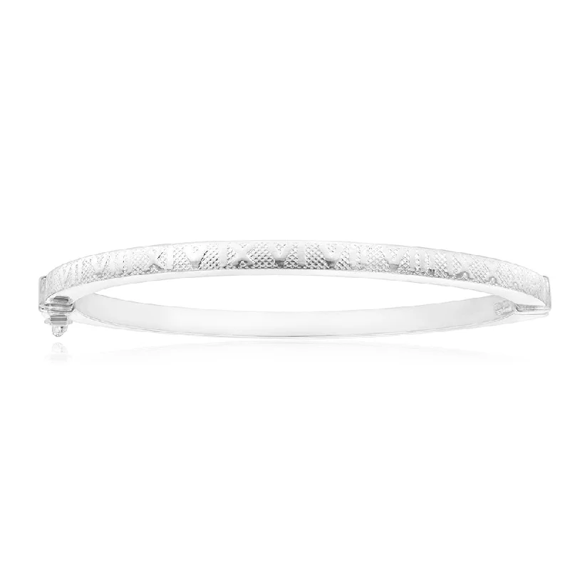 Women’s engraved bangles-Sterling Silver Roman Numeral Hinged Bangle