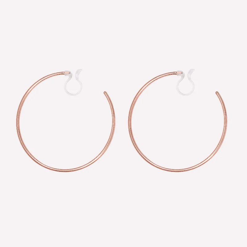 Women’s ear cuffs-LARGE HOOP CLIP-ON EARRINGS IN ROSE GOLD