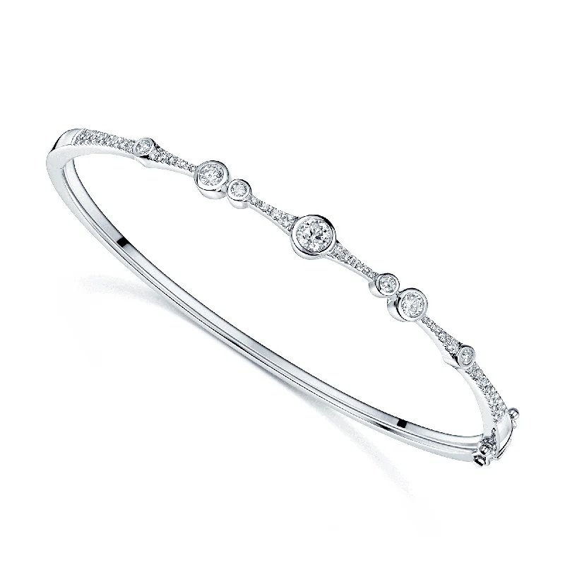 Women’s gold bangles with diamonds-18ct White Gold Round Brilliant Cut Icicle Diamond Bangle