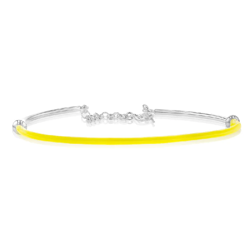 Women’s trendy bracelets-Sterling Silver Bright Yellow Bangle