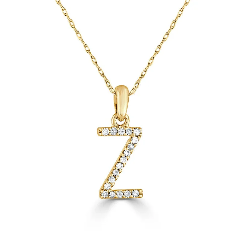 Women’s layered gold necklaces-14k Gold & Diamond Initial Necklace- Z