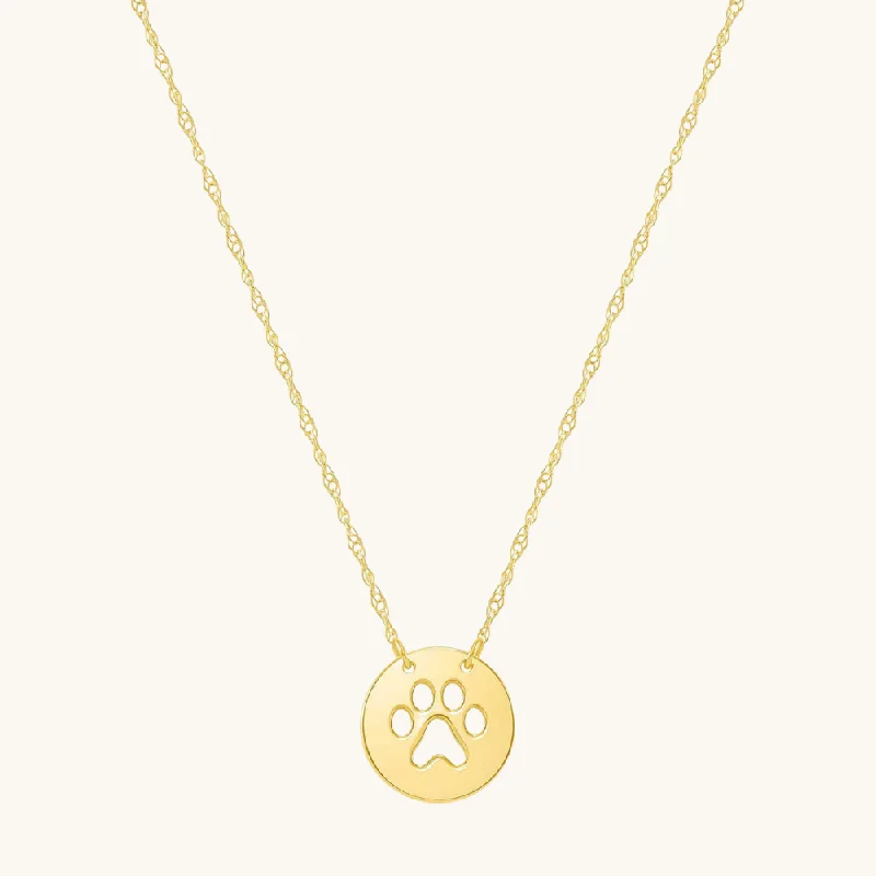 Women’s rose gold necklaces-Mini Paw Necklace