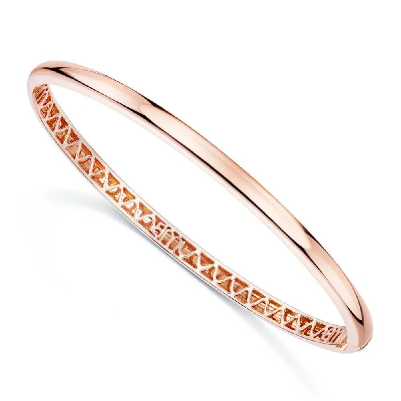 Women’s gold chain bracelets-18ct Rose Gold Plain Polished Bangle