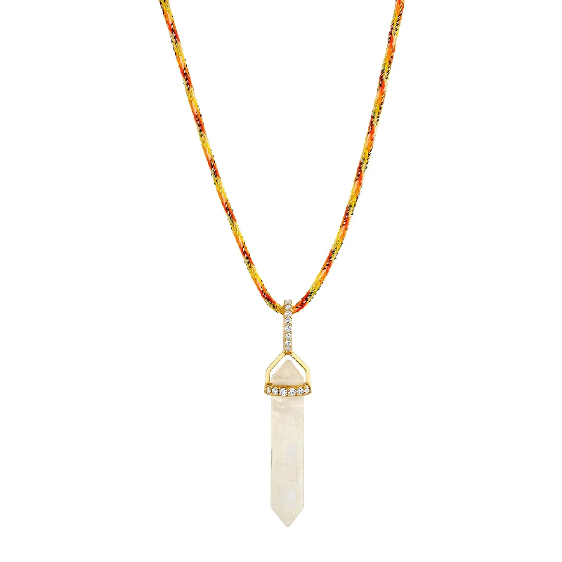 Women’s pearl drop necklaces-Diamond Prism Pendant - Rainbow Moonstone / 14k Yellow Gold