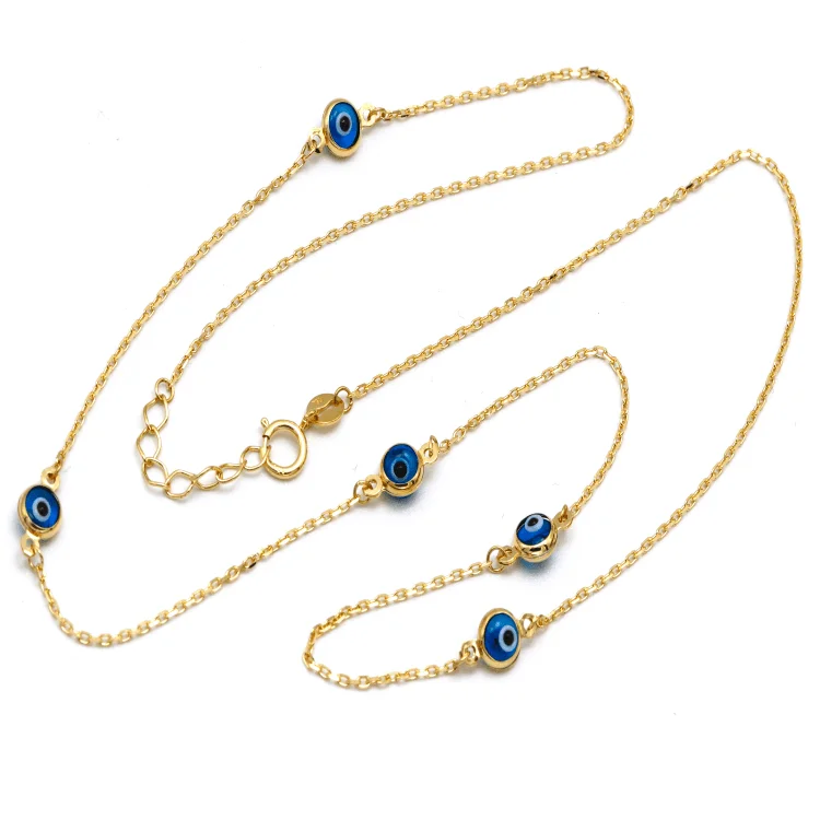 Women’s heart necklaces with diamonds-Real Gold Evil Eye Choker Adjustable Size Necklace (45 CM) 1528 N1397