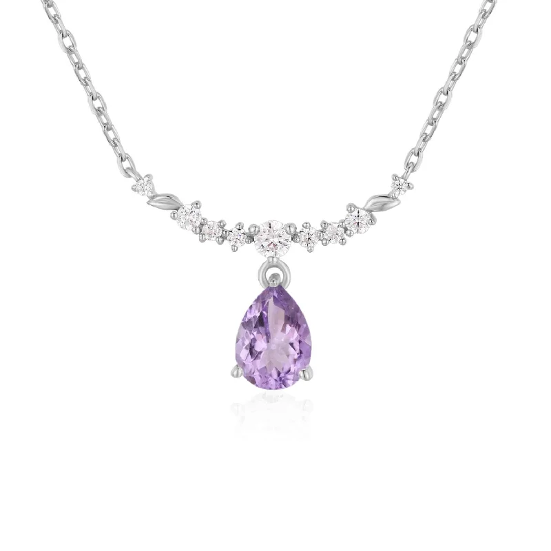 Women’s matching necklace and earrings-Breezy Whisper Amethyst Necklace