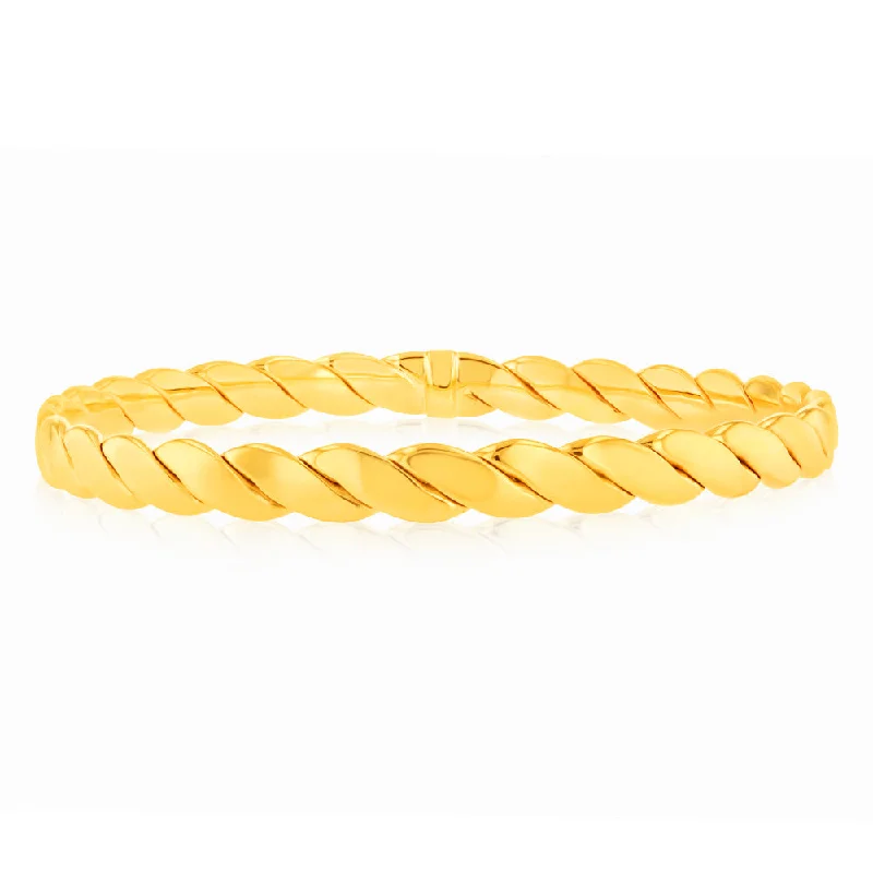 Women’s multi-strand bracelets-9ct Yellow Gold Fancy 65mm Bangle