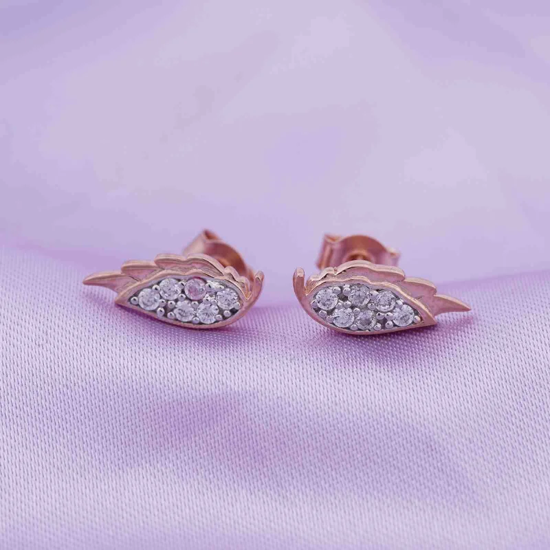 Women’s elegant pearl earrings-Rose Gold Mini Wings Stud Earrings