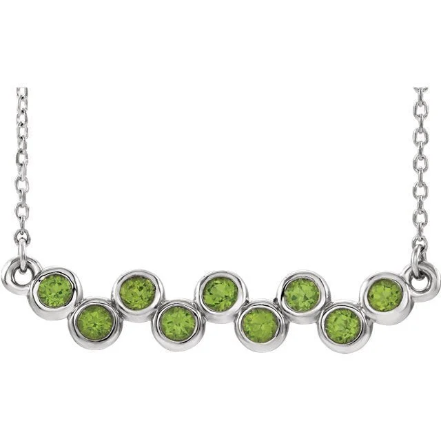 Women’s vintage chain necklaces-14KT GOLD 0.81 CTW PERIDOT BEZEL-SET BAR NECKLACE