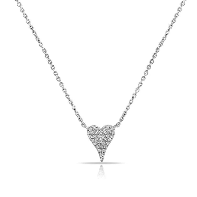 Women’s engraved love necklaces-14k Gold & Diamond Heart Necklace