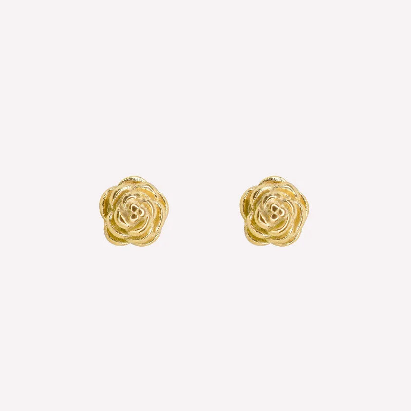 Women’s asymmetric earrings-ROSE STUD CLIP-ON EARRINGS IN GOLD