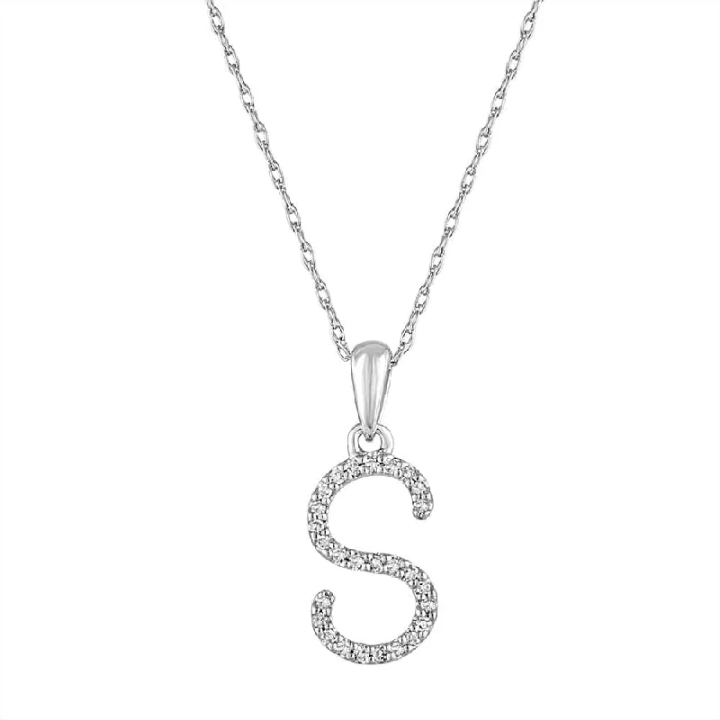 Women’s gemstone necklaces-14k Gold & Diamond Initial Necklace- S