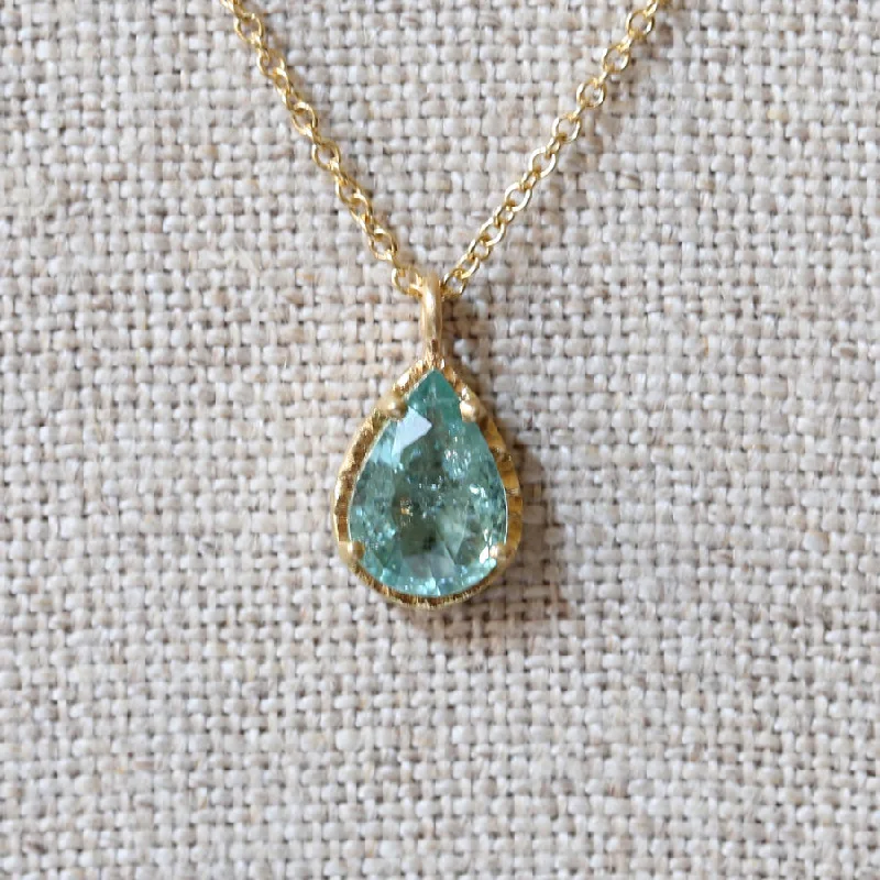 Women’s crystal pendant necklaces-0.91ct Paraiba tourmaline necklace