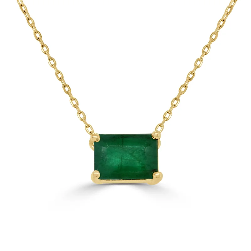 Women’s birthstone necklace sets-14k Gold & Green Emerald Necklace