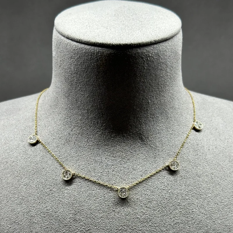 Women’s pearl choker necklaces-Elegant Five Disc Diamond Pave Necklace in 14k Yellow Gold