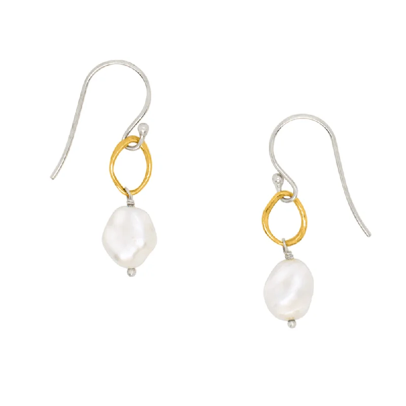 Women’s vintage crystal earrings-Orbit Earrings in Baroque Pearl