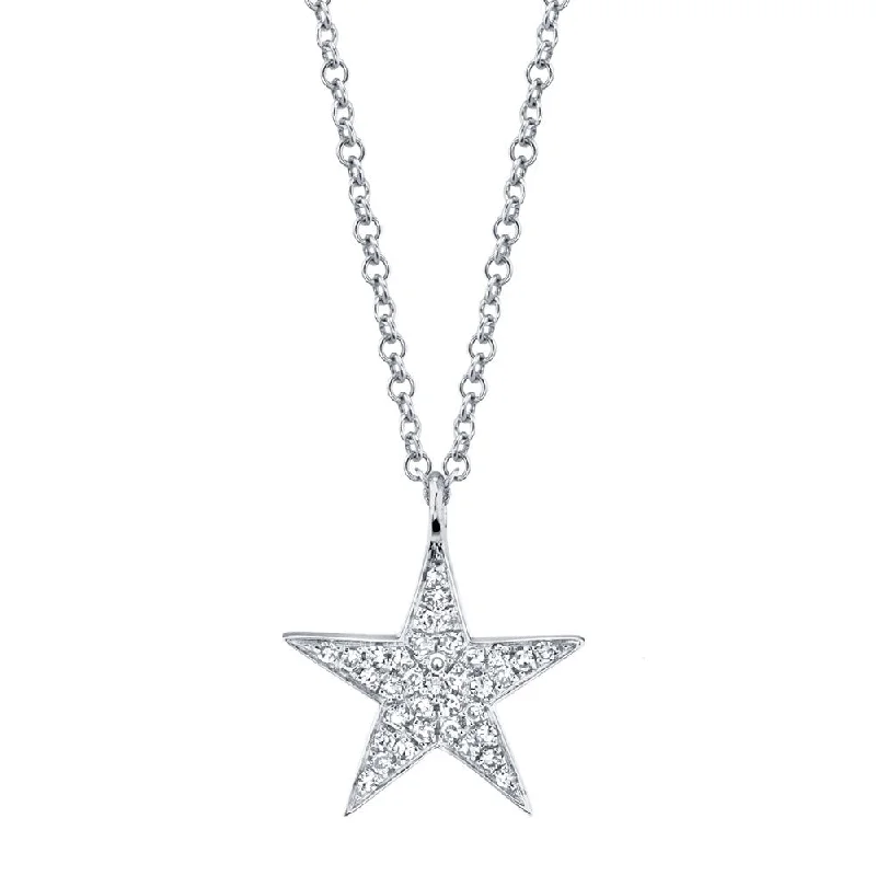 Women’s birthstone necklace sets-14KT Gold 1/10 CTW Diamond Star Necklace