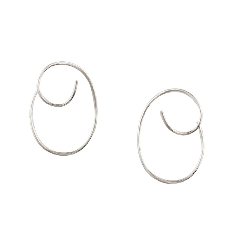 Women’s bridal earrings-Loop de Loop Earrings in Silver - Small