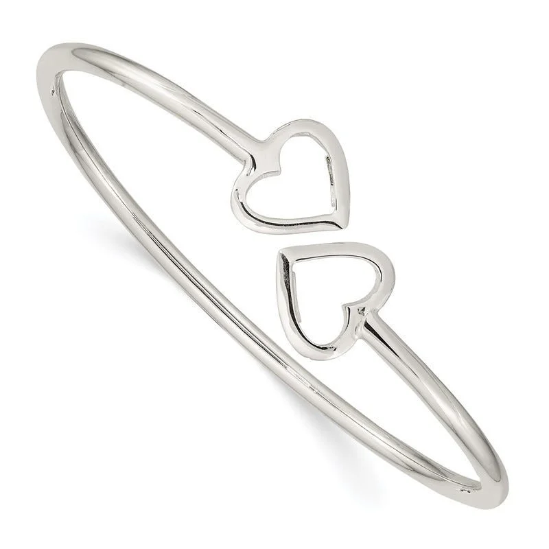 Women’s custom-made bracelets-Sterling Silver Polished Heart Bangle