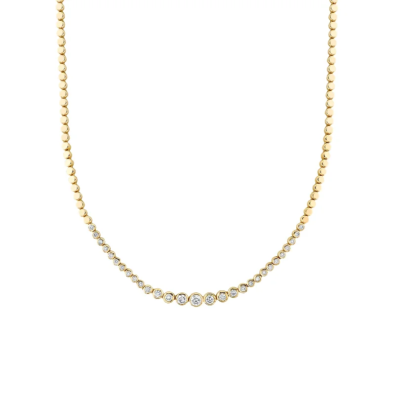 Women’s birthstone gemstone necklaces-Riviera Necklace - Partial White Diamond / 14k Yellow Gold